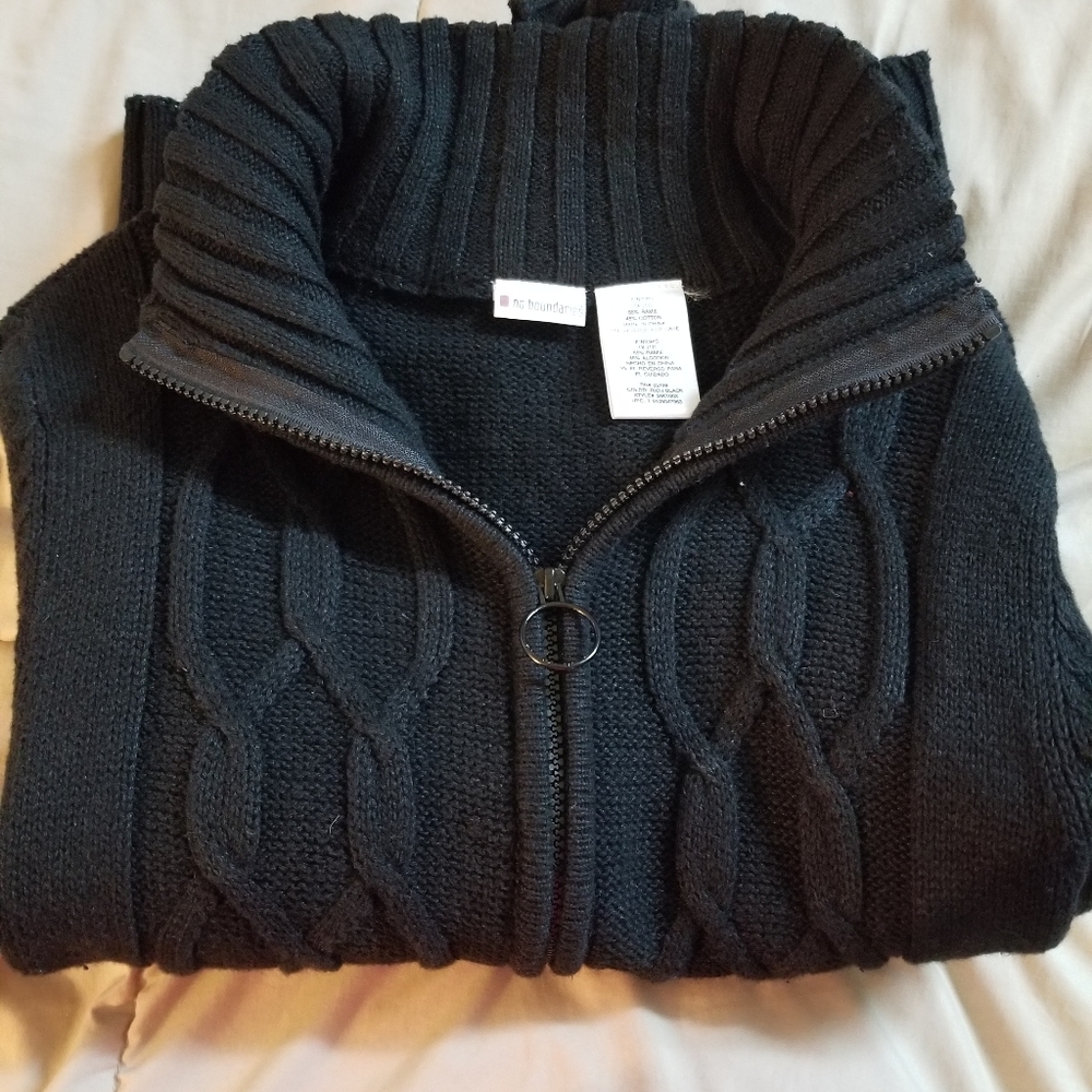 Black full zip sweater